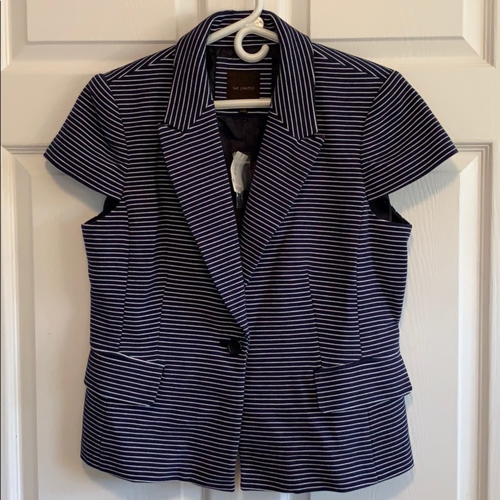 Navy & White striped short sleeve jacket